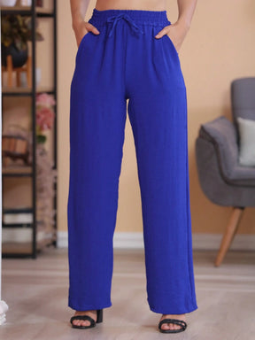 Calça Pantalona Feminina Com Bolso Cintura Alta Duna