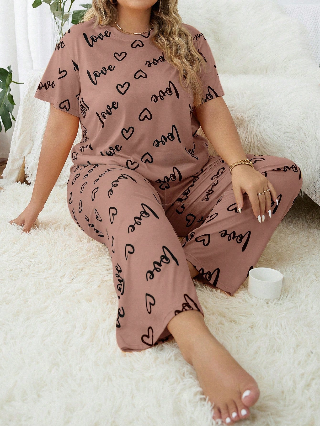 Pijama Plus Size Blusa e Calça Estampado Soltinho