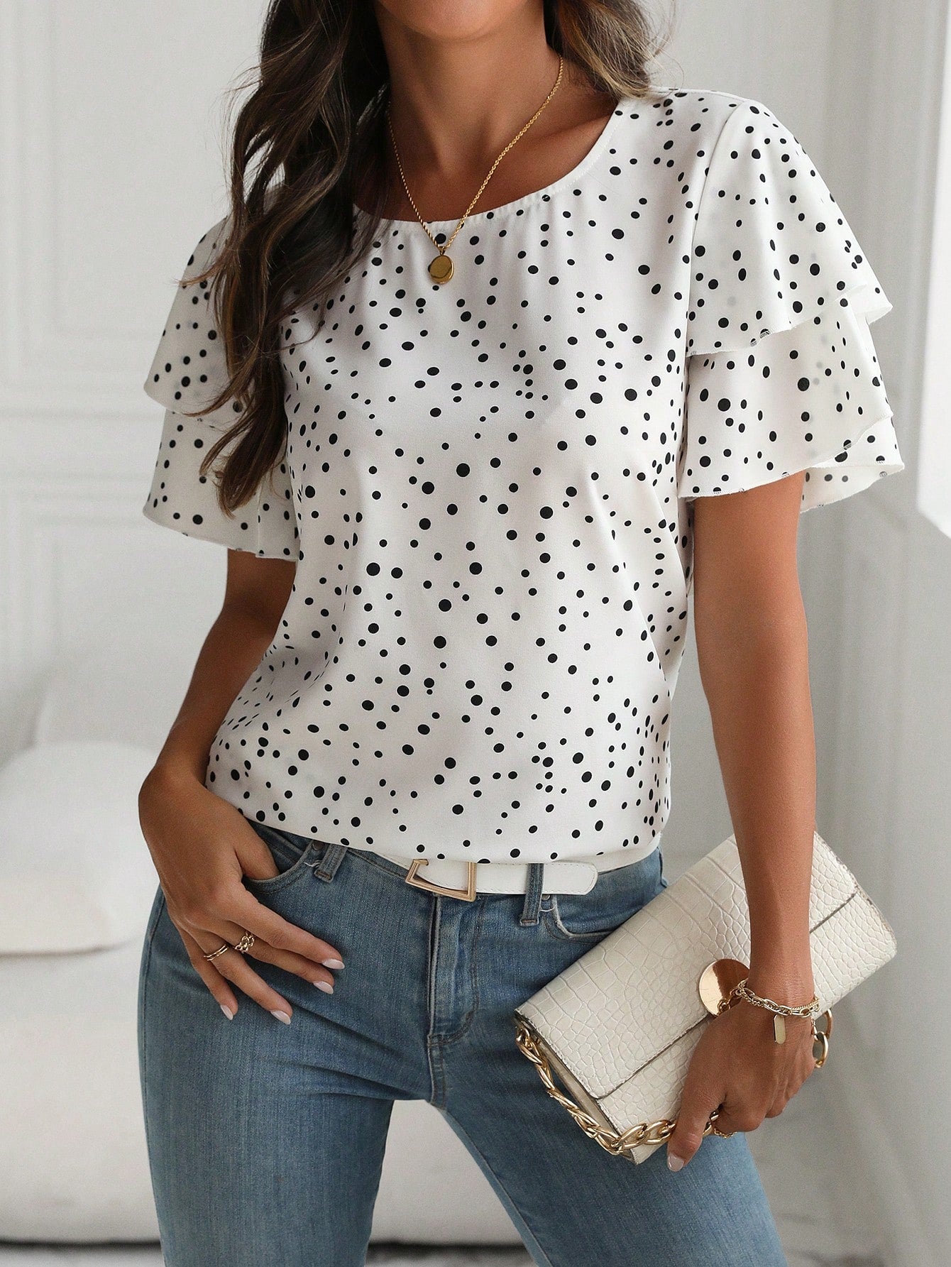 Blusa Feminina Manga Curta Borboleta Dupla