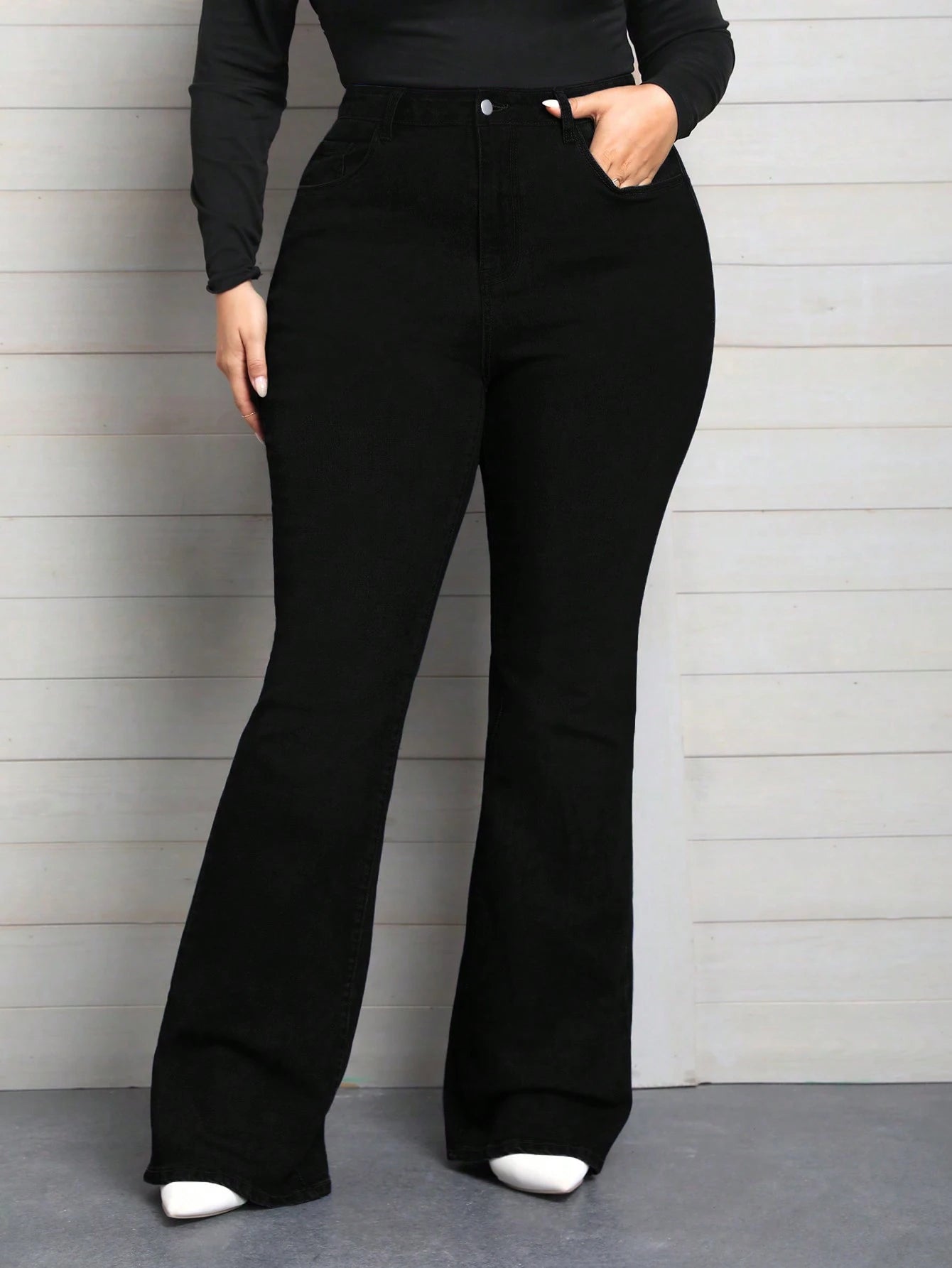 Calça Jeans Plus Size Feminina Flare Stretch 
