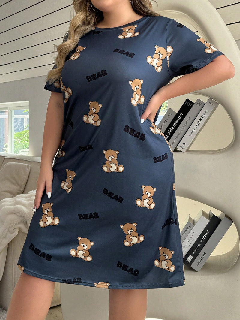 Camisola Plus Size Feminina Confortável Estampa de Urso Cherry Modas