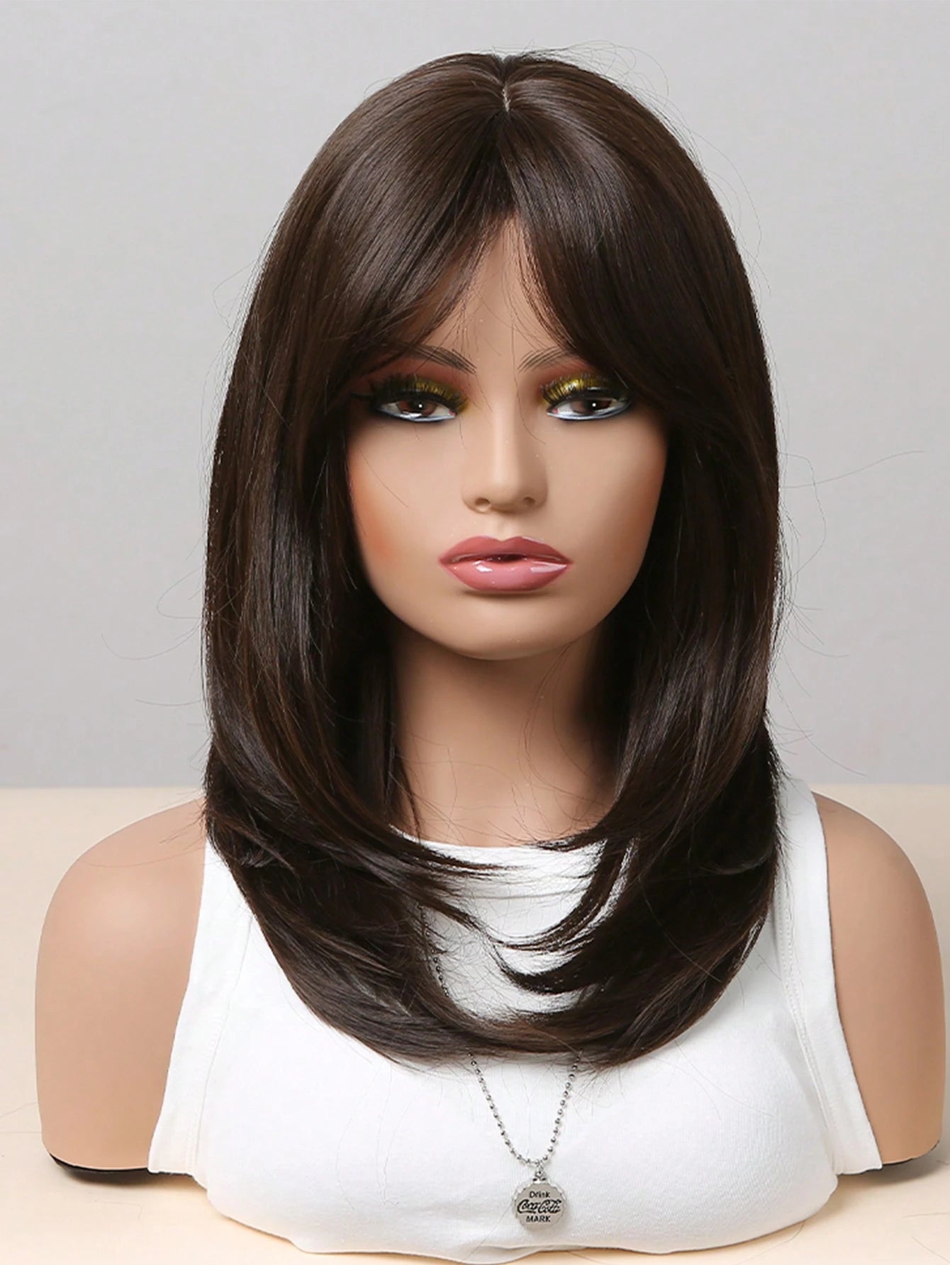 Peruca Feminina Cabelo Médio Corte em V 