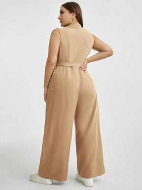 Macacão Plus Size Alfaiataria Sem Manga