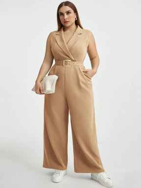 Macacão Plus Size Alfaiataria Sem Manga