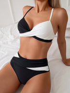 Biquíni Feminino Cruzado Duas Cores com Bojo Hot Pant