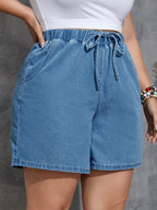 Bermuda Jeans Plus Size com Franzido Soltinha