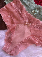 KIT 2 Calcinhas Fio Duplo Cintura Alta com Renda 