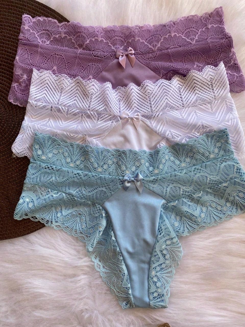 KIT 2 Calcinhas Fio Duplo Cintura Alta com Renda 