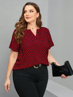 Blusa Feminina Manga Curta com Lapela Plus Size Cherry Modas