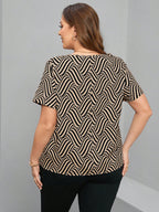 Blusa Feminina Manga Curta com Lapela Plus Size Cherry Modas