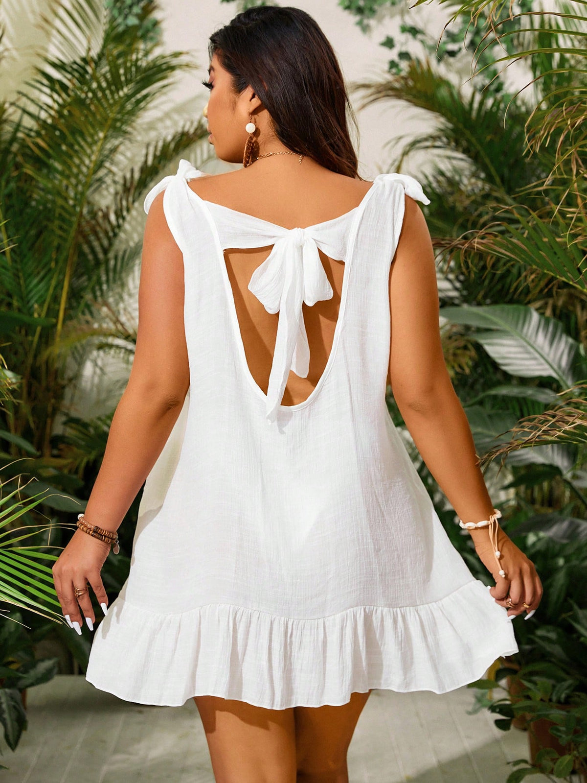 Vestido Plus Size Saída de Praia com Laço