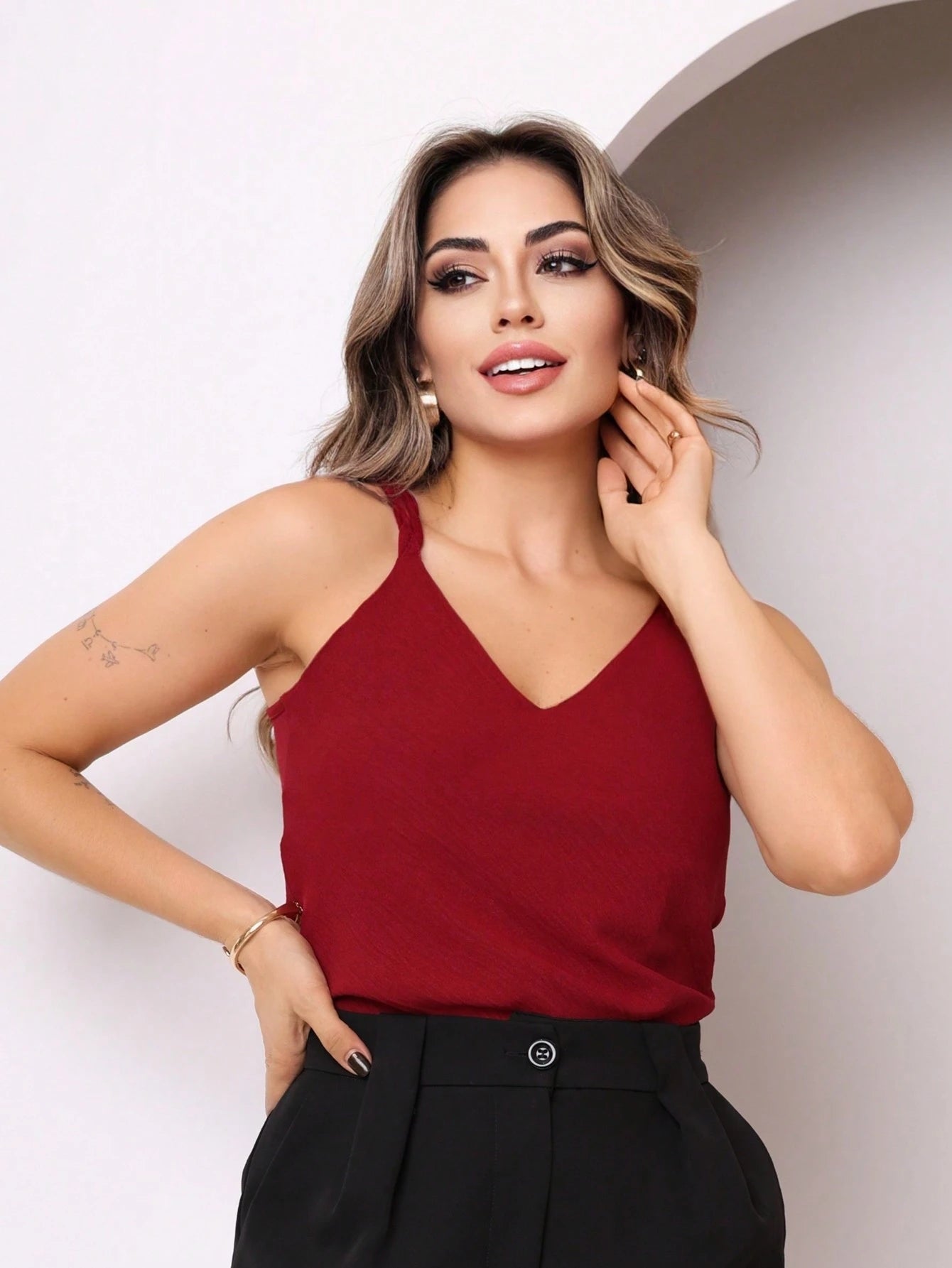 Blusa Regata Feminina Tecido Crepe