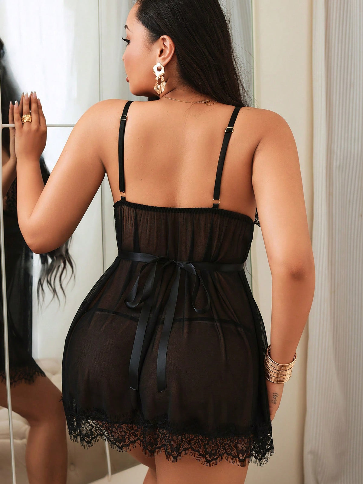 Langerie Femininas Plus Size Sexy Transparente