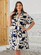 Vestido Plus Size Curto Feminino Geométrico Cherry Modas