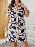 Vestido Plus Size Curto Feminino Geométrico Cherry Modas