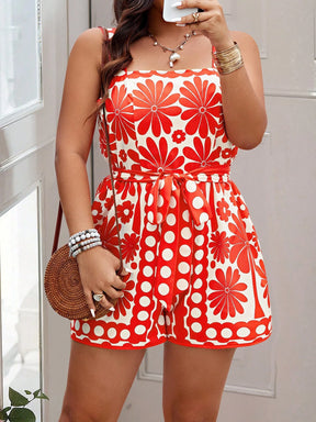 Macaquinho Plus Size Regata Florido