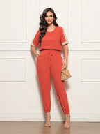 Conjunto Feminino Calça e Blusa Confortável com Elástico