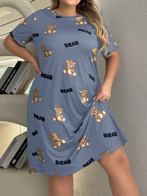 Camisola Plus Size Feminina Confortável Estampa de Urso