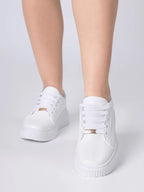 Tênis Casual Feminino Confortável Plataforma Frizada