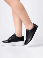 Tênis Casual Feminino Confortável Plataforma Frizada