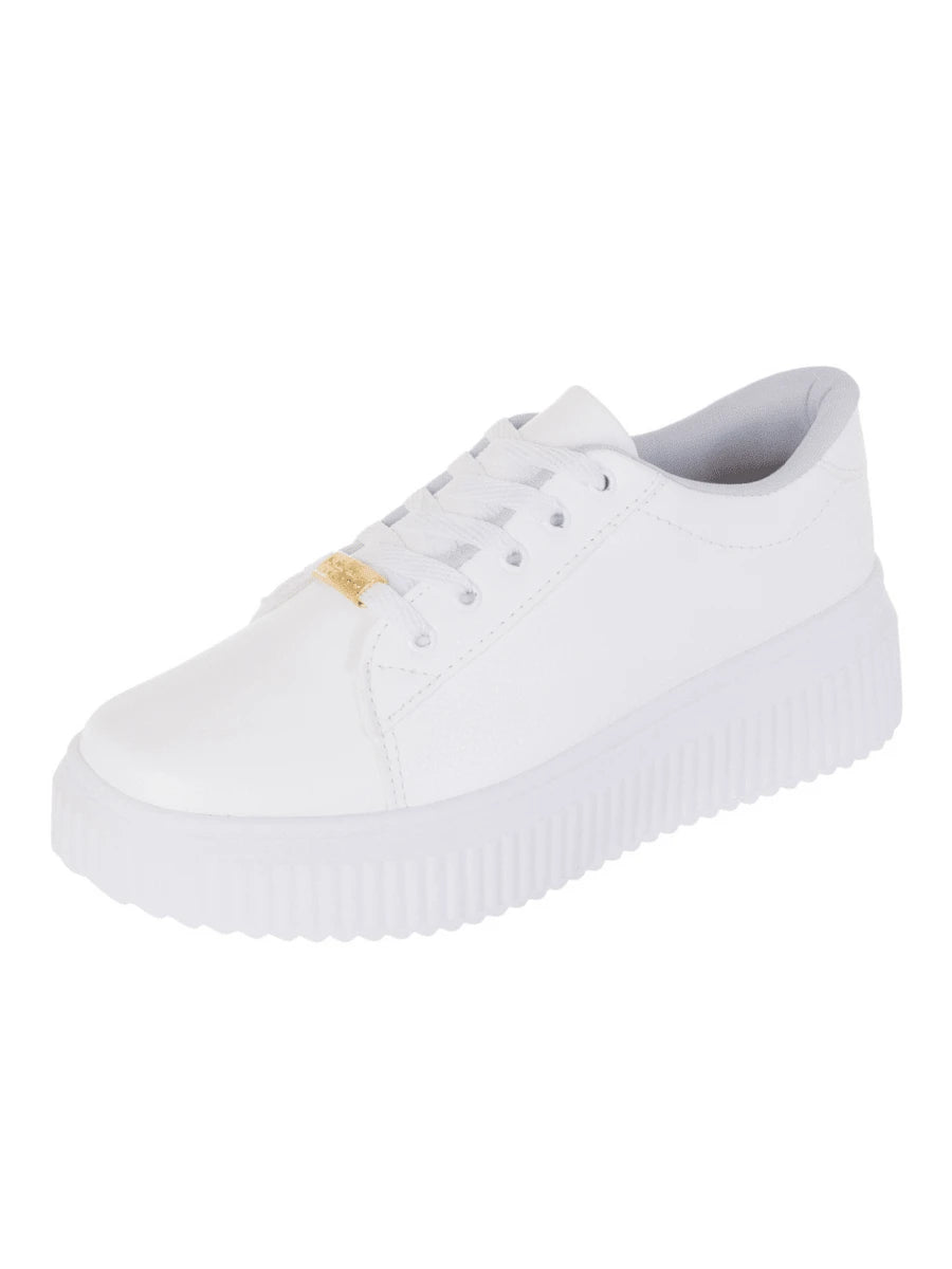 Tênis Casual Feminino Confortável Plataforma Frizada