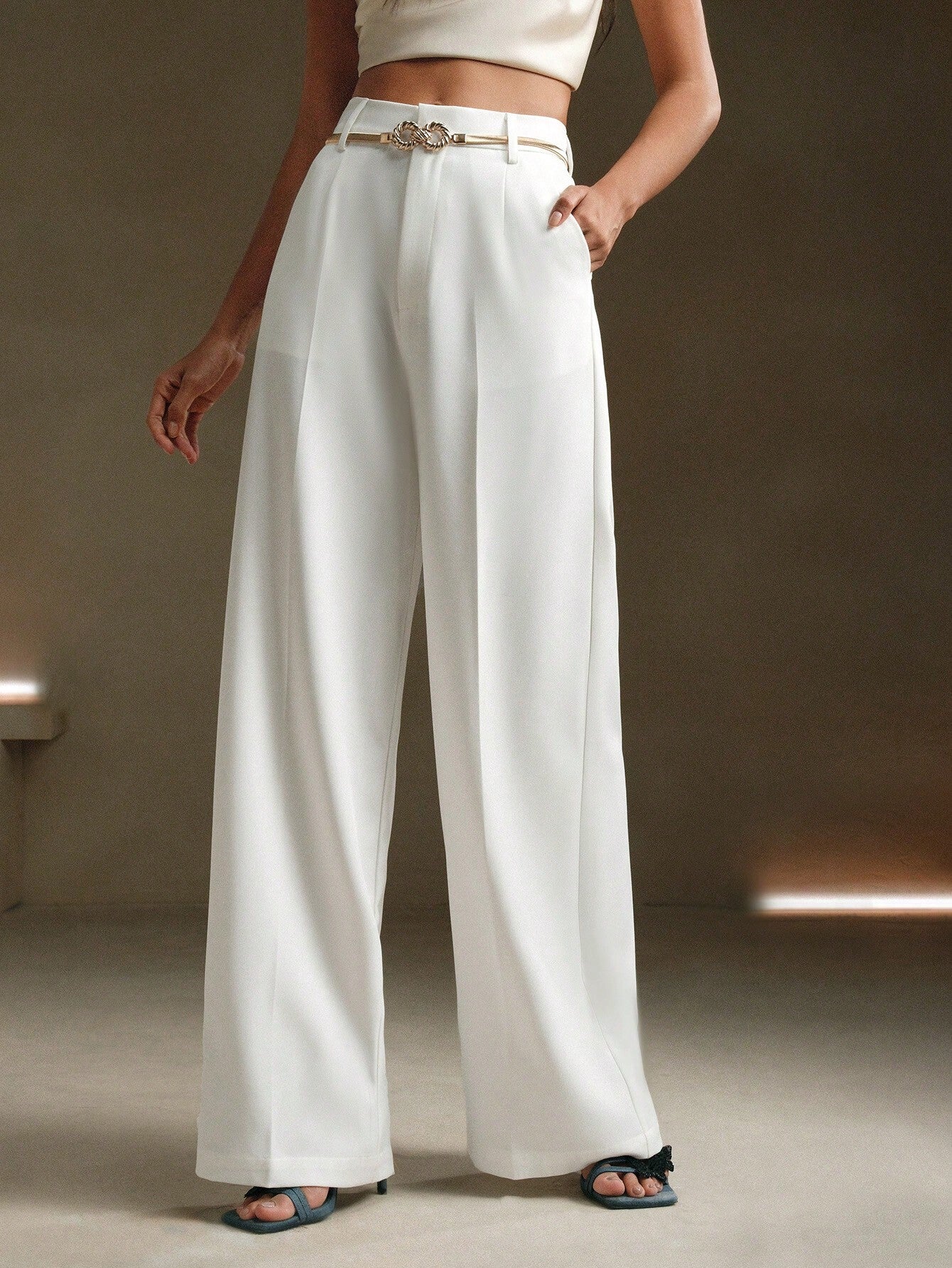 Calça Wide Leg Feminina de Linho Não Amassa