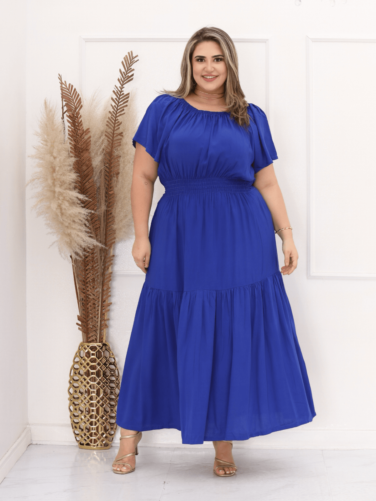 Vestido Plus Size Longo Ciganinha