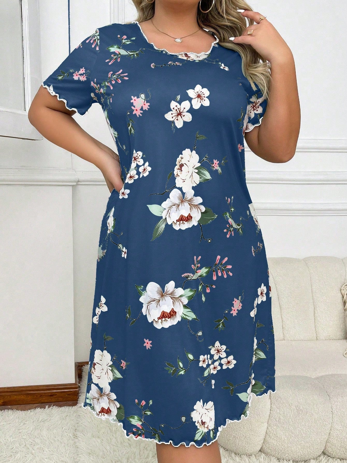 Camisola Plus Size Midi Florida Confortável