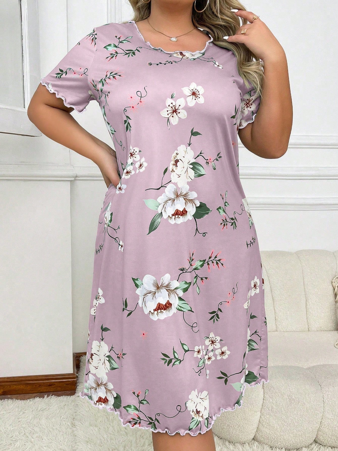Camisola Plus Size Midi Florida Confortável