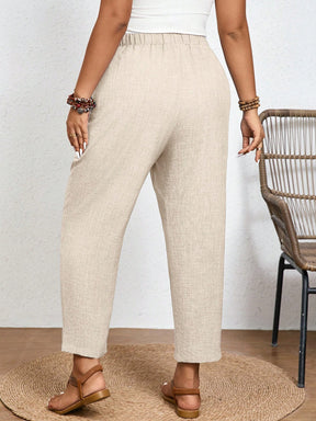 Calça Plus Size Feminina de Linho com Cintura Elástica