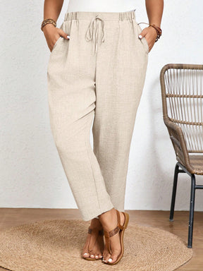 Calça Plus Size Feminina de Linho com Cintura Elástica