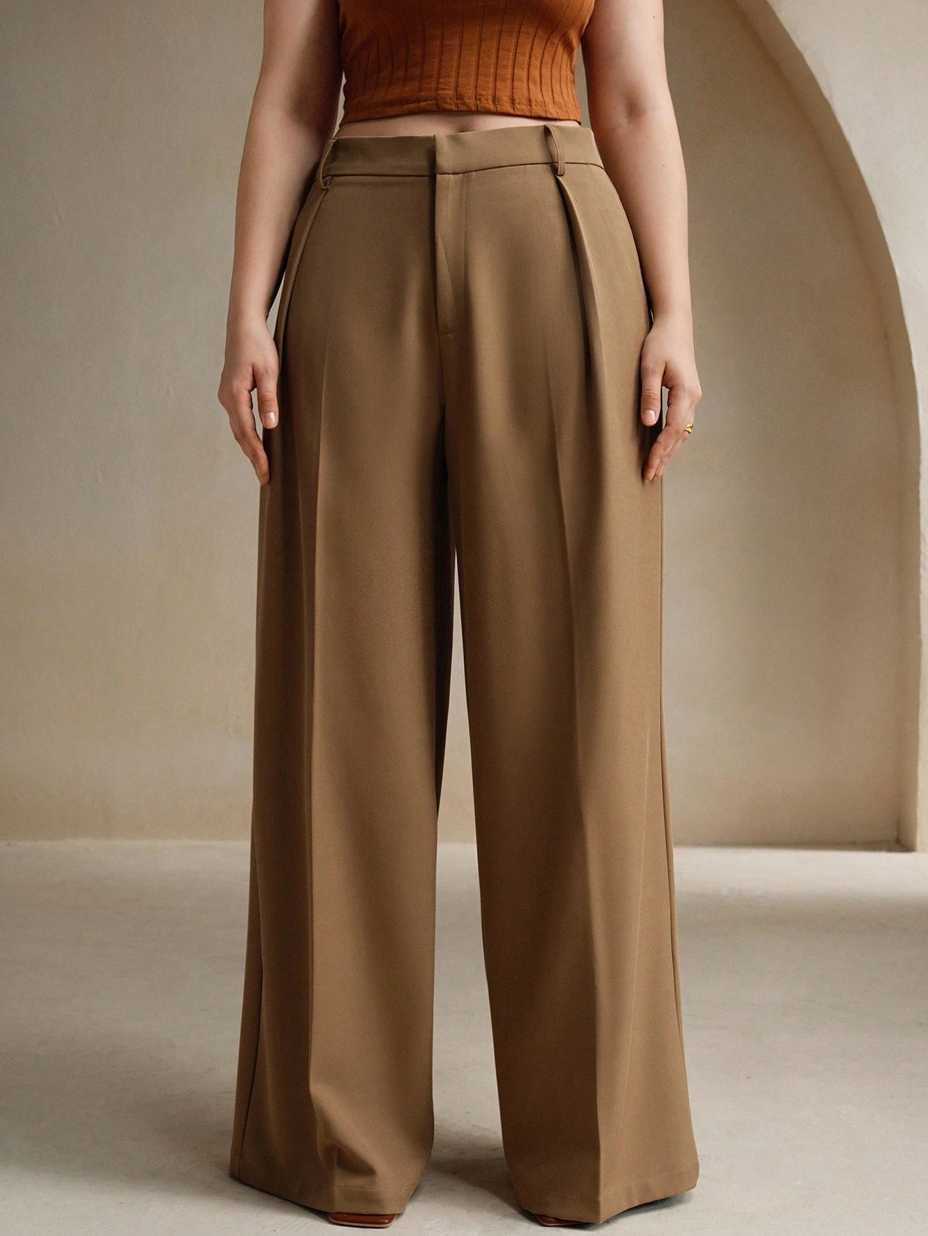 Calça Feminina Wide Leg de Alfaiataria Plus Size 