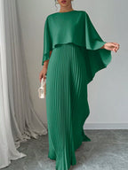 Vestido Longo Elegante com Saia Plissada