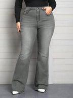 Calça Jeans Plus Size Feminina Flare Stretch 