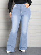 Calça Jeans Plus Size Feminina Flare Stretch 
