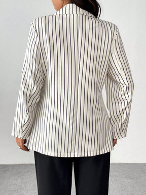 Blazer Feminino Plus Size Listrado Elegante