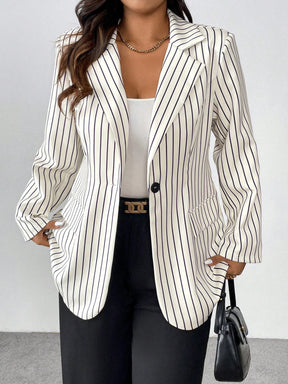 Blazer Feminino Plus Size Listrado Elegante