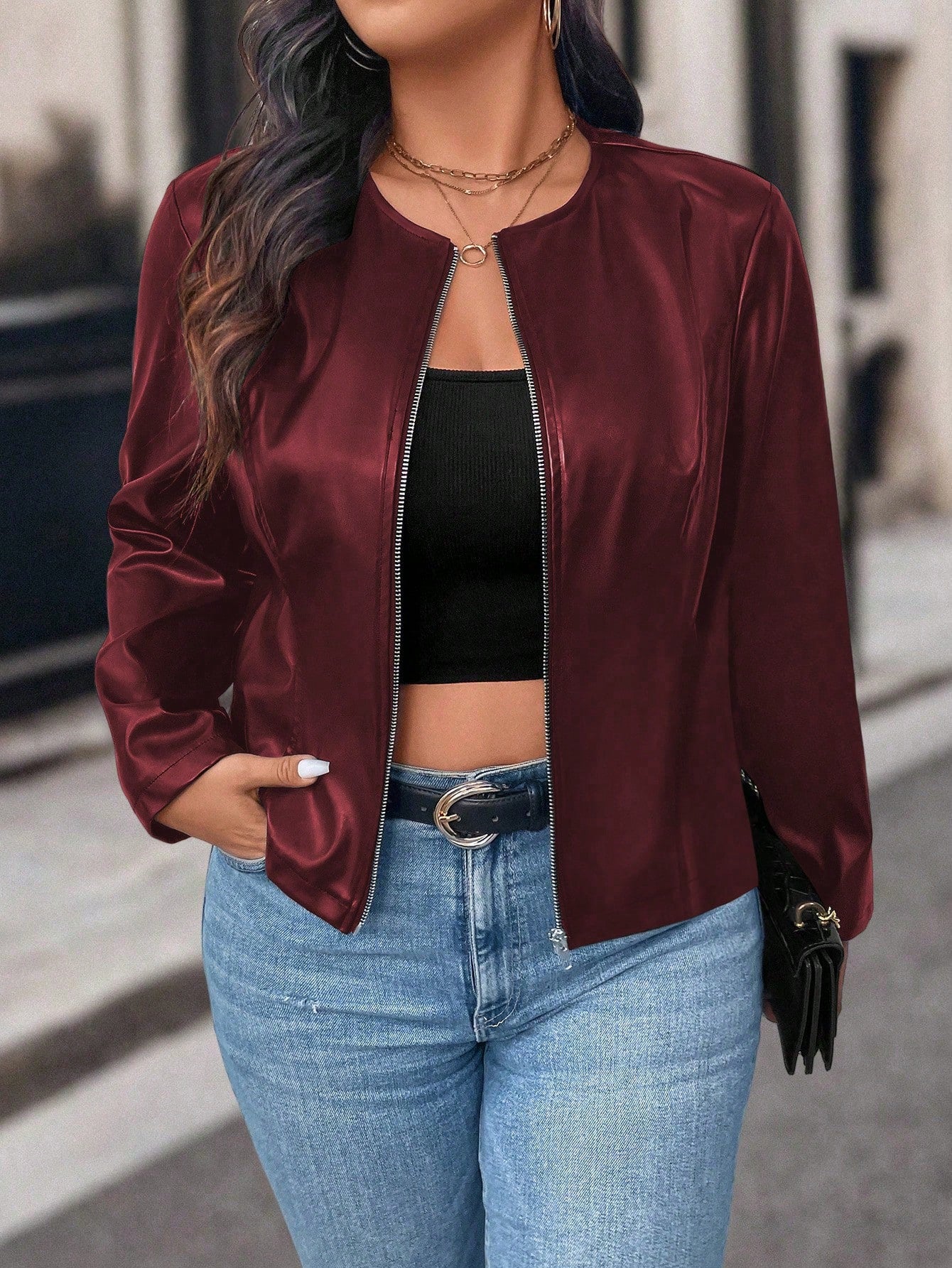 Jaqueta de Couro Plus Size Feminina