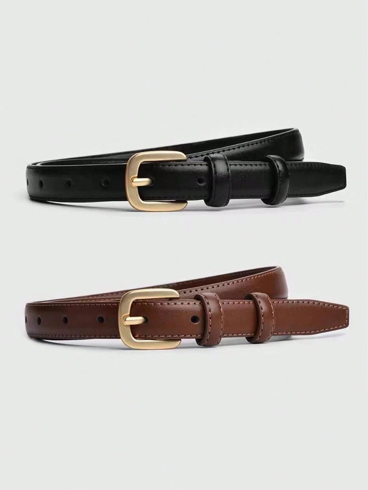 Conjunto de Cinto Feminino Elegante Preto e Marrom 