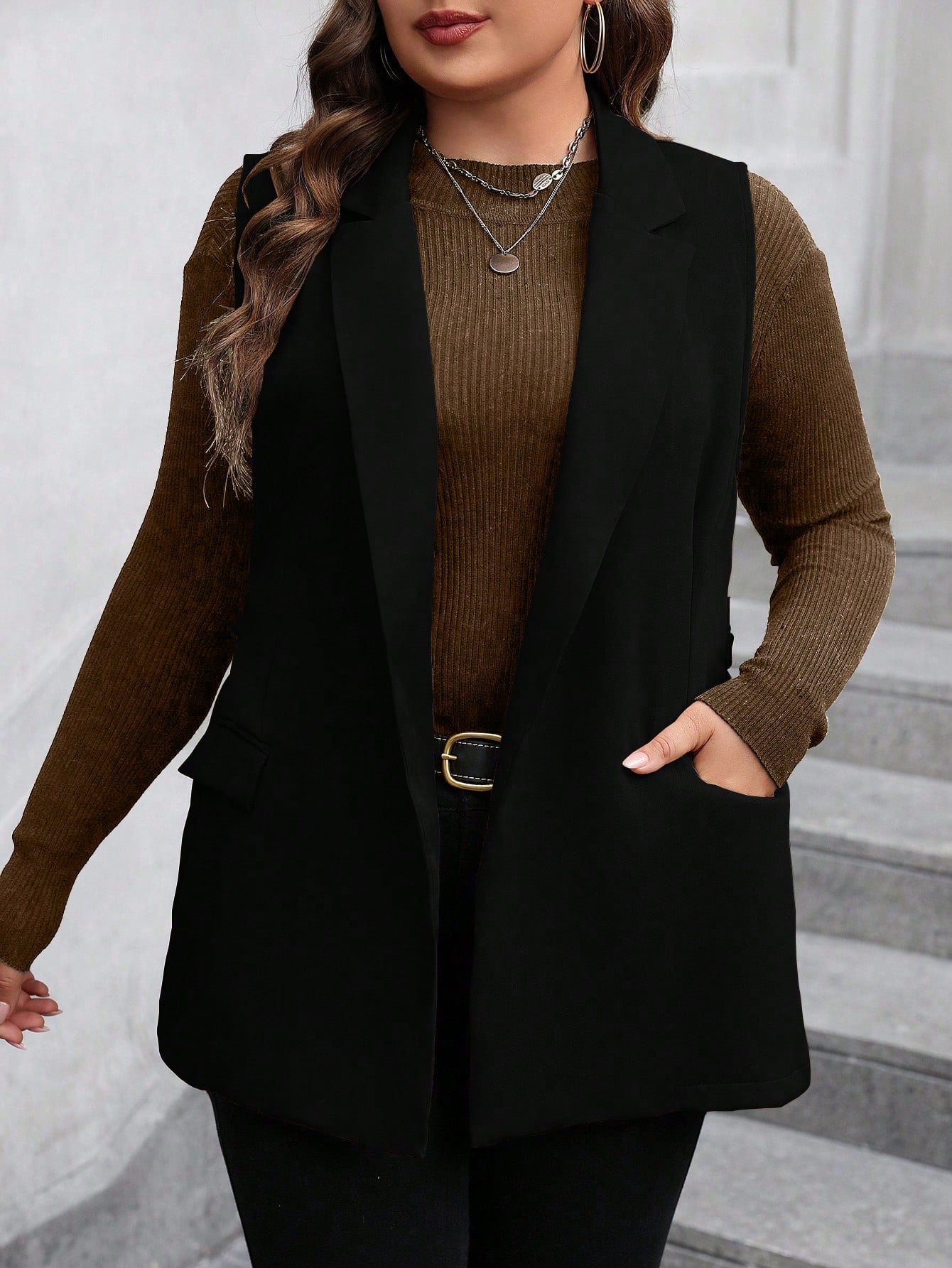Colete Feminino de Alfaiataria Plus Size