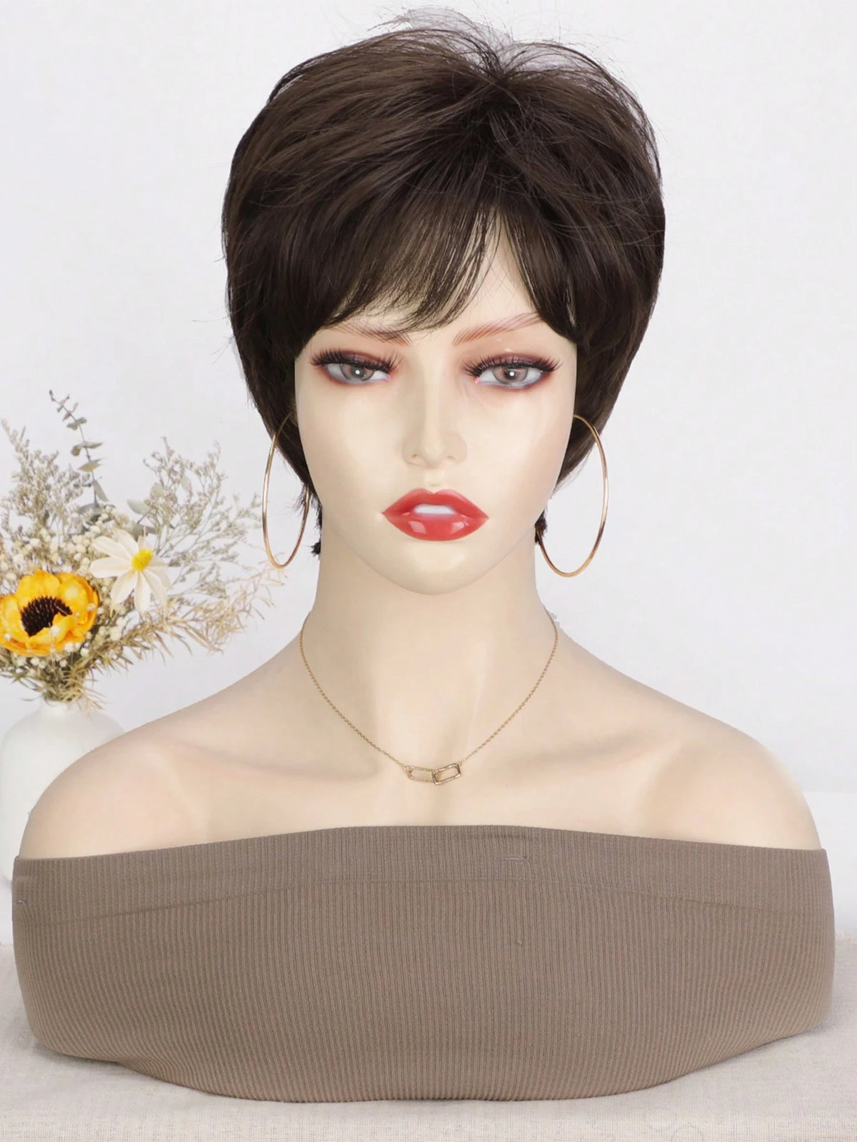 Peruca Feminina de Cabelo Curtinho com Franja