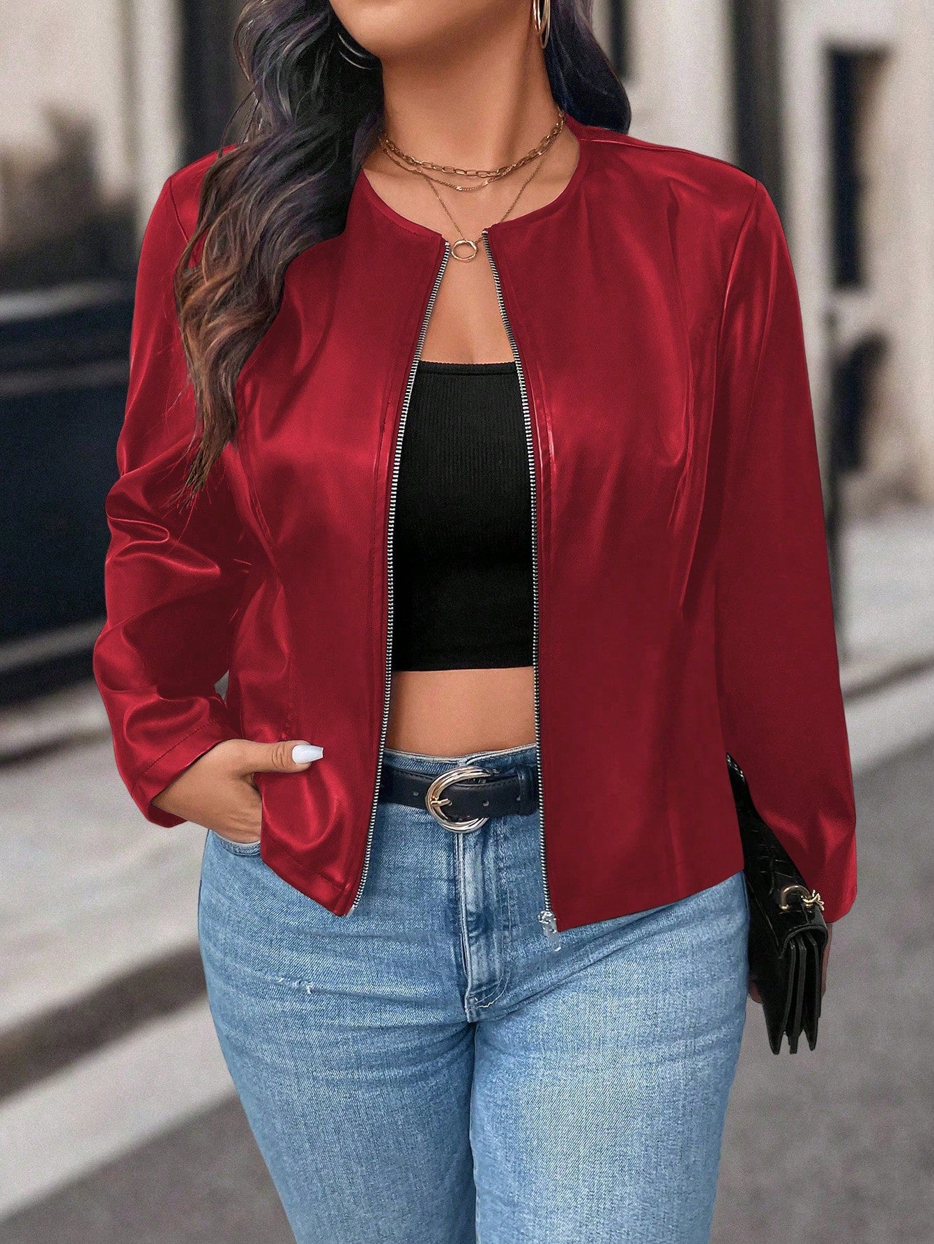 Jaqueta de Couro Plus Size Feminina