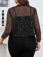 Bolero Feminino Plus Size Tule com Brilho