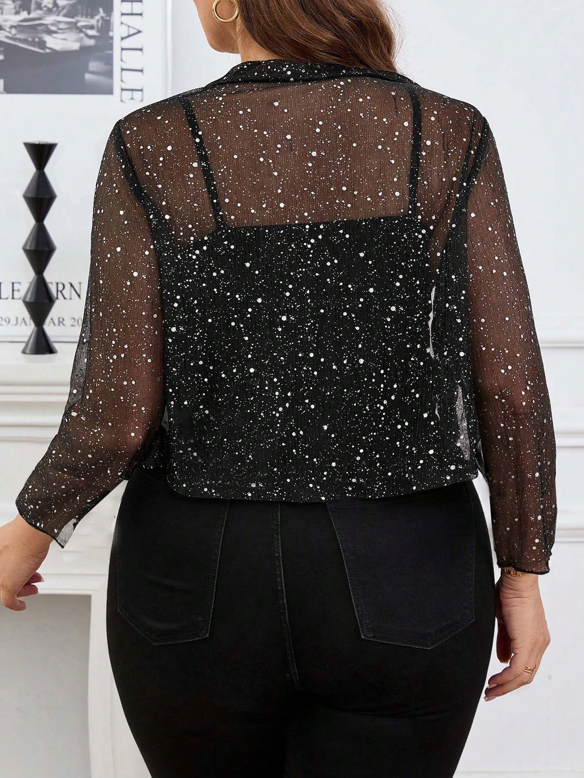 Bolero Feminino Plus Size Tule com Brilho