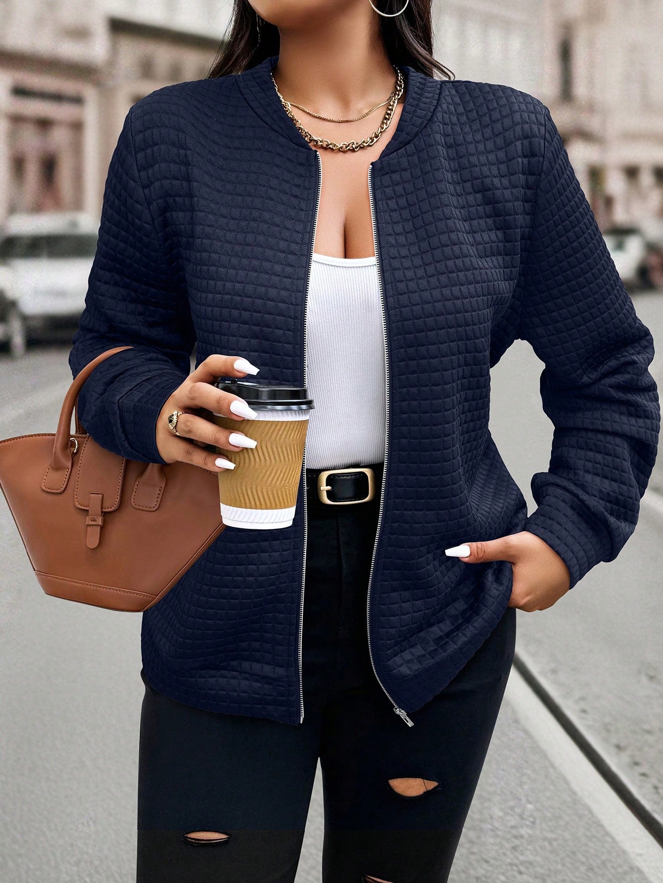 Jaqueta Bomber Leve Feminina Plus Size com Zíper