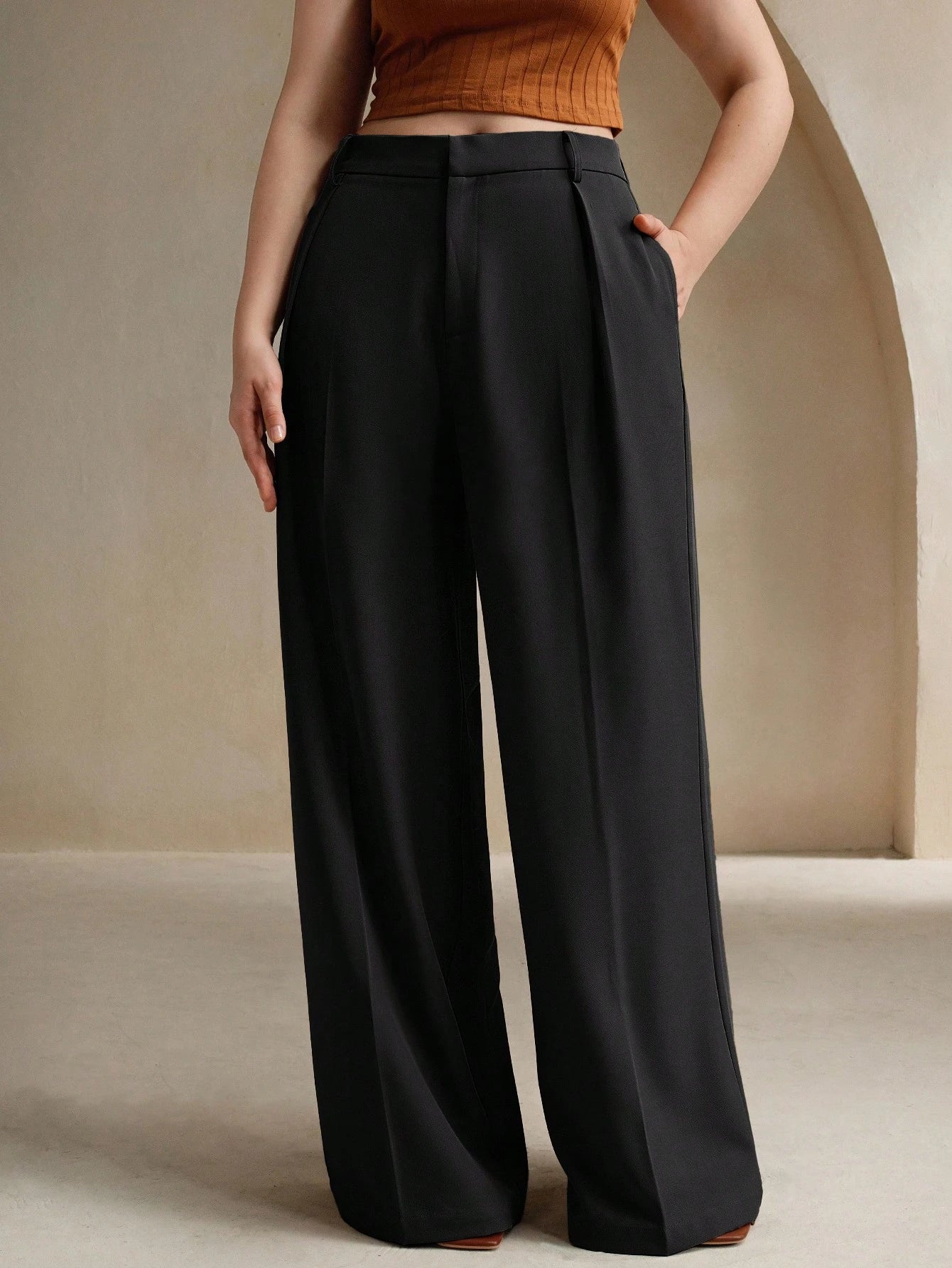 Calça Feminina Wide Leg de Alfaiataria Plus Size 