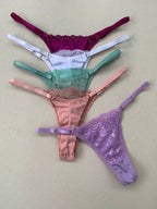 Kit 5 Calcinhas Fio Duplo de Renda com Regulagem 