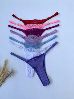 Kit 5 Calcinhas Fio Duplo de Renda com Regulagem 