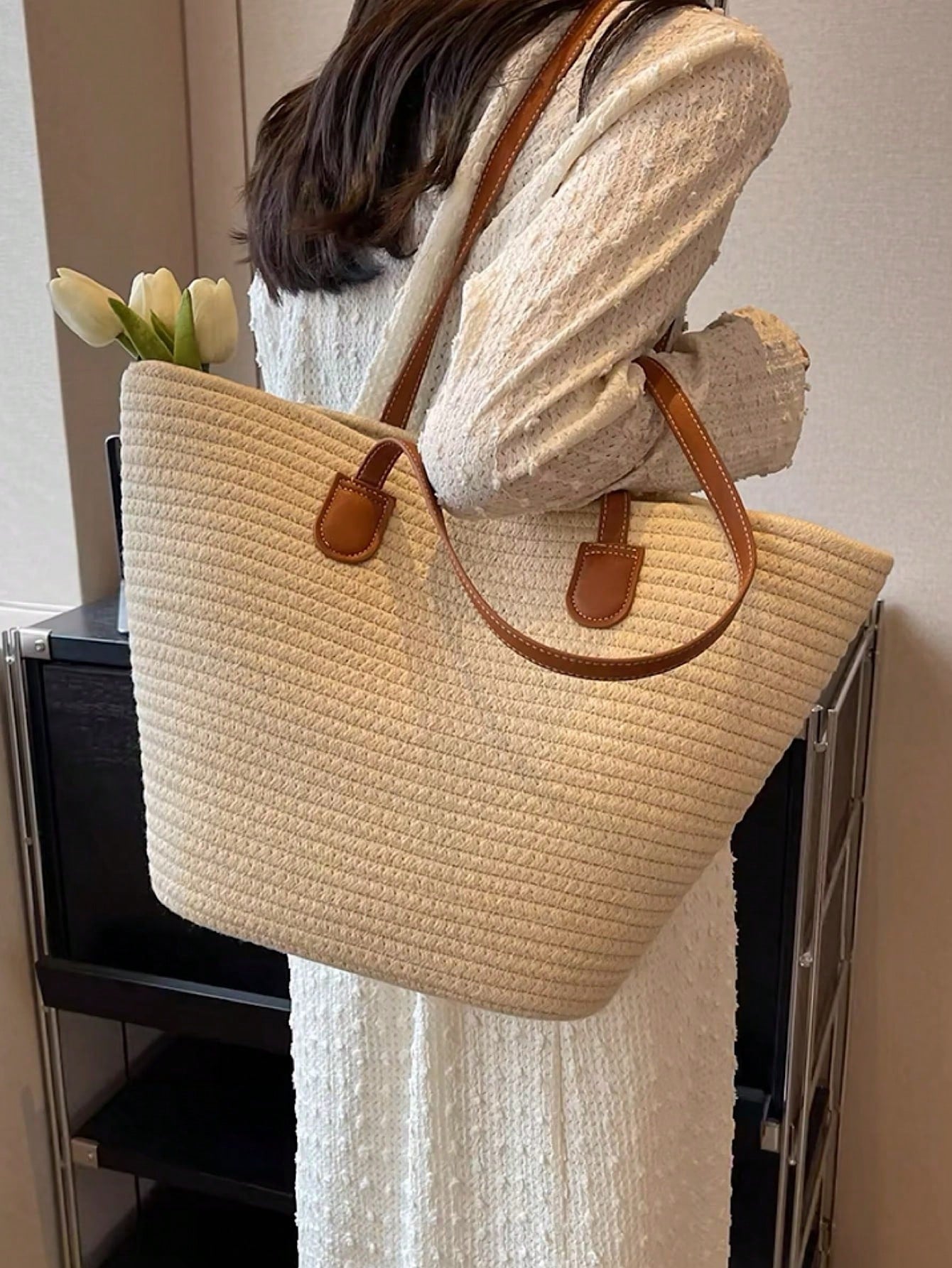 Bolsa de Praia Grande Forrada com Zíper