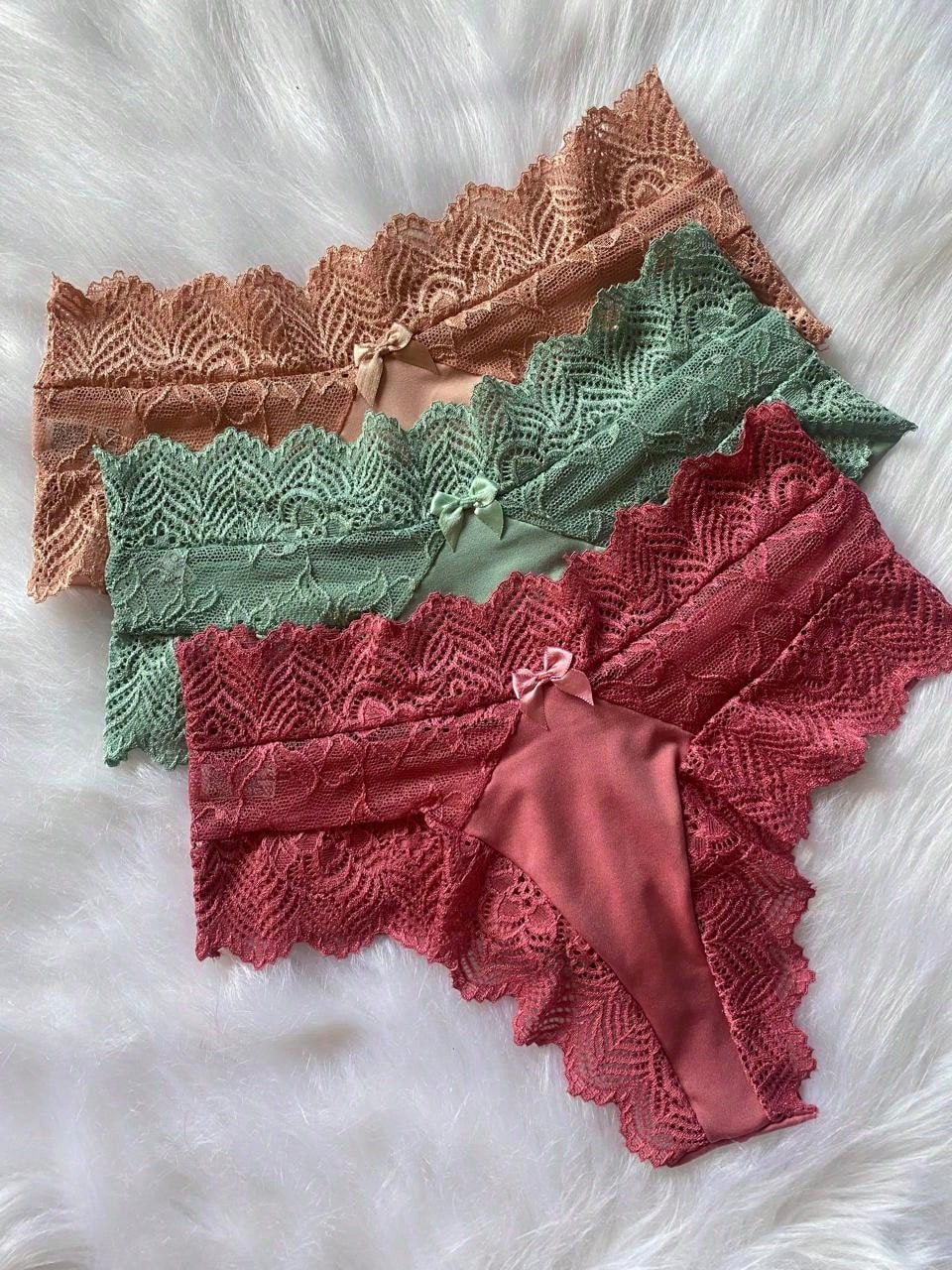 KIT 2 Calcinhas Fio Duplo Cintura Alta com Renda 
